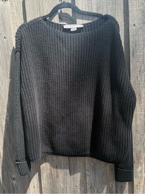 French Connection Black Chunky Knit Boat Neck Sweater Oversized S
